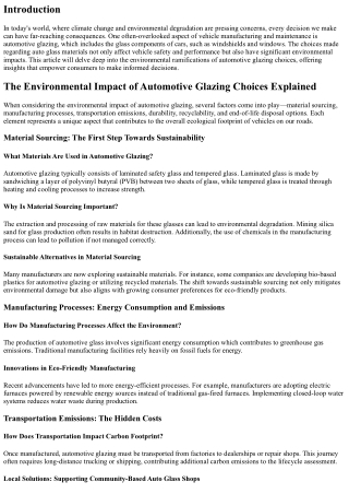 The Environmental Impact of Automotive Glazing Choices Explained