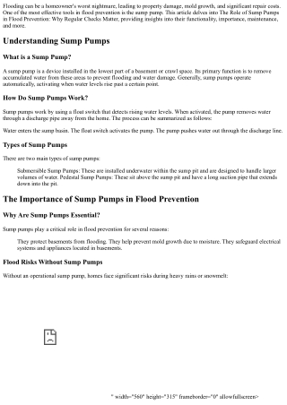 The Role of Sump Pumps in Flood Prevention: Why Regular Checks Matter
