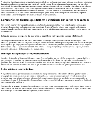 Caixa som Yamaha: som cristalino para elevar sua performance musical
