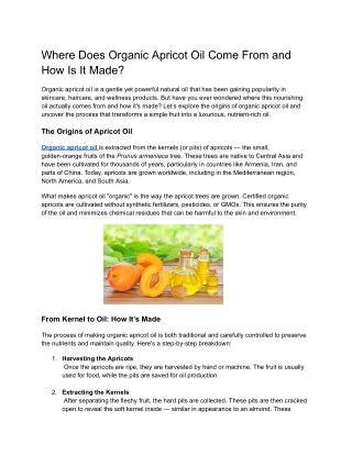 Where Does Organic Apricot Oil Come From and How Is It Made_