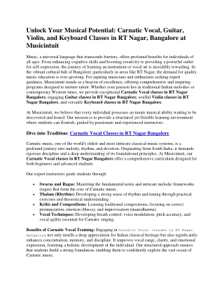 Unlock Your Musical Potential in RT Nagar Bangalore at Musicintuit