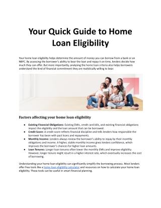 Your Quick Guide to Home Loan Eligibility