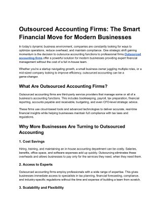 Outsourced Accounting Firms: The Smart Financial Move for Modern Businesses