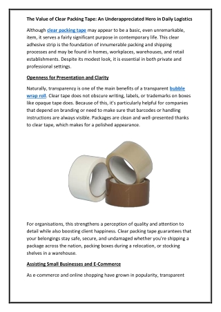 The Value of Clear Packing Tape An Underappreciated Hero in Daily Logistics