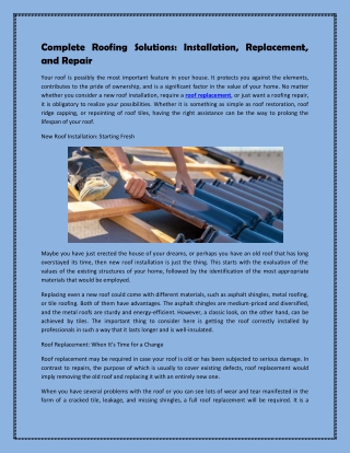 Complete Roofing Solutions