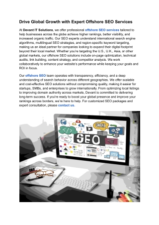 Drive Global Growth with Expert Offshore SEO Services