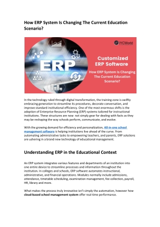 How ERP System Is Changing The Current Education Scenario?
