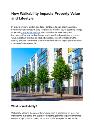 How Walkability Impacts Property Value and Lifestyle