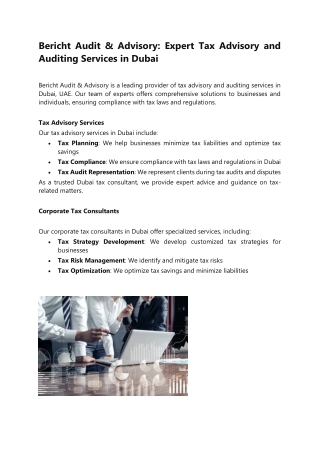 Bericht-corporate tax consultants in dubai