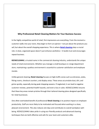 Why Professional Retail Cleaning Matters for Your Business Success