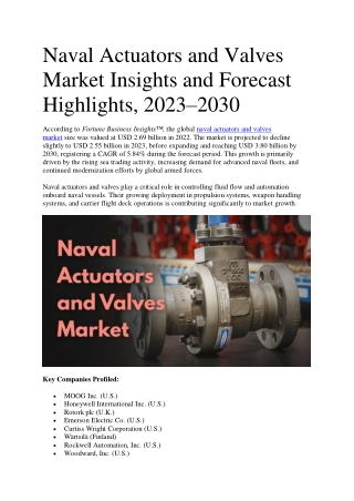 Naval Actuators and Valves Market