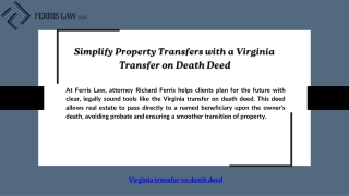 Simplify Property Transfers with a Virginia Transfer on Death Deed