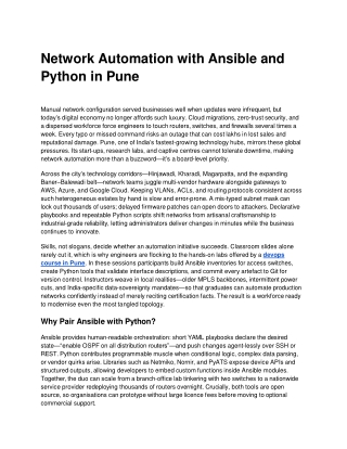 Network Automation with Ansible and Python in Pune