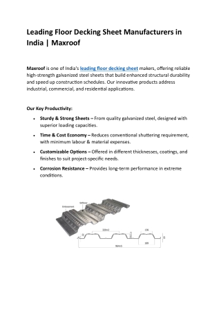 Floor decking sheet manufacturers in India