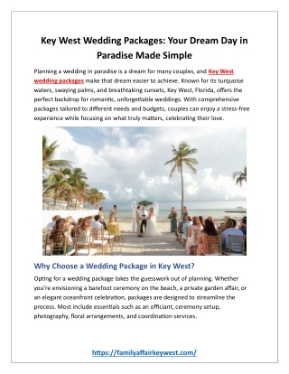Key West Wedding Packages: Your Dream Day in Paradise Made Simple