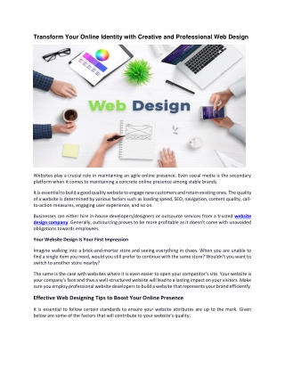 Transform Your Online Identity with Creative and Professional Web Design