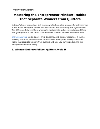 Mastering the Entrepreneur Mindset_ Habits That Separate Winners from Quitters