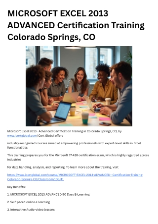 MICROSOFT EXCEL 2013 ADVANCED Certification Training Colorado Springs, CO