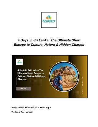 4 Days in Sri Lanka_ The Ultimate Short Escape to Culture, Nature & Hidden Charms