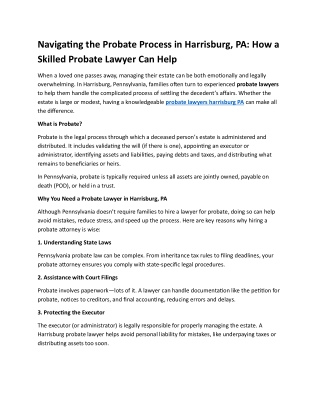 Navigating the Probate Process in Harrisburg