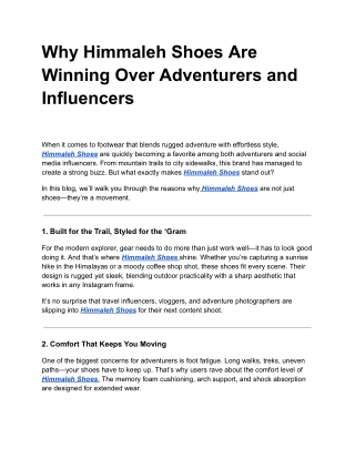 Why Himmaleh Shoes Are Winning Over Adventurers and Influencers