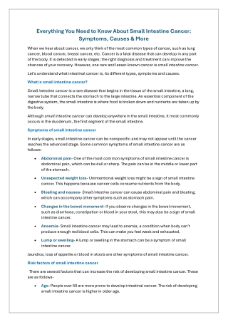 Everything You Need to Know About Small Intestine Cancer