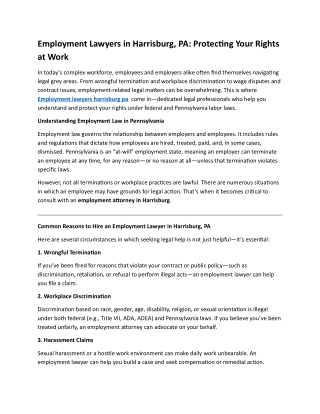 Employment Lawyers in Harrisburg