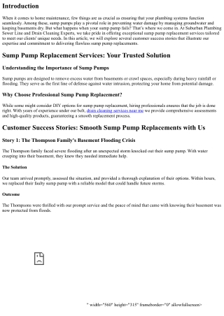 Customer Success Stories: Smooth Sump Pump Replacements with Us
