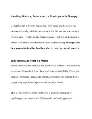 Handling Divorce, Separation, or Breakups with Therapy