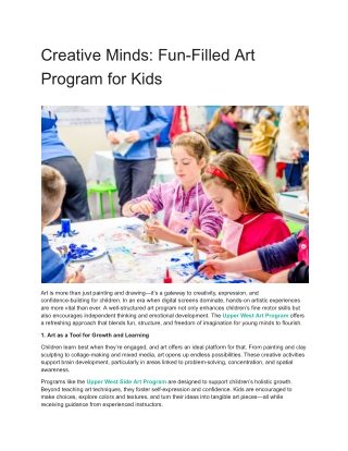 Creative Minds_ Fun-Filled Art Program for Kids