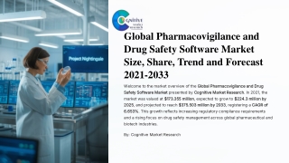 Global Pharmacovigilance and Drug Safety Software Market Size, Share, Trend and Forecast 2021-2033