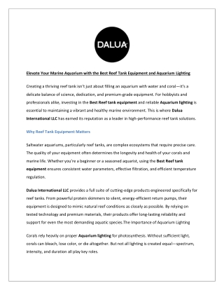 Elevate Your Marine Aquarium with the Best Reef Tank Equipment and Aquarium Ligh