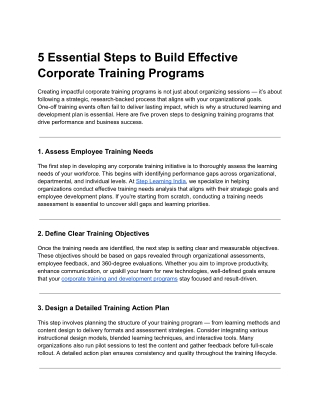5 Essential Steps to Build Effective Corporate Training Programs
