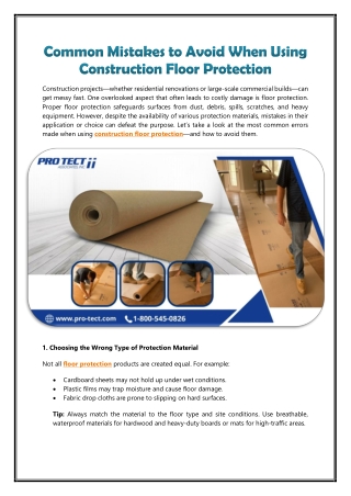 Common Mistakes to Avoid When Using Construction Floor Protection