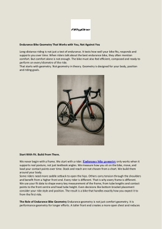 Endurance Bike Geometry That Works with You, Not Against You