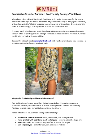Malini Shop Article- Sarong for the Beach