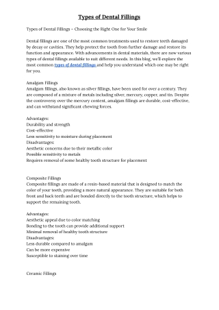 Types of Dental Fillings