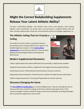 Might the Correct Bodybuilding Supplements Release Your Latent Athletic Ability?