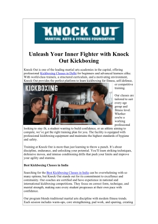 Join Knockout for Top Kickboxing Classes in Delhi Today