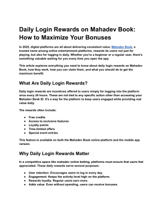 Daily Login Rewards on Mahadev Book_ How to Maximize Your Bonuses