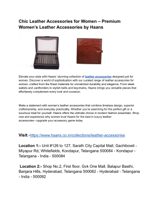 Chic Leather Accessories for Women  by Haans