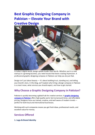 Top Graphic Designing Company in Pakistan for Creative Brands
