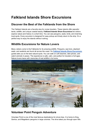 Falkland Islands Shore Excursions