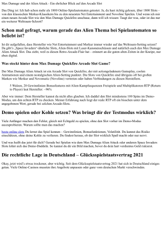 Max Damage und der Alien Attack – Ein ehrlicher Blick auf den Arcade Slot