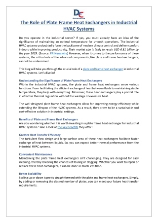 The Role of Plate Frame Heat Exchangers in Industrial HVAC Systems
