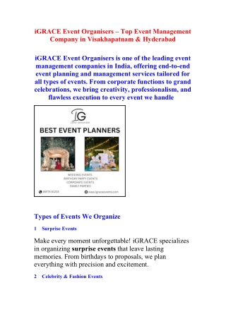 Top Event Management Company in Visakhapatnam & Hyderabad