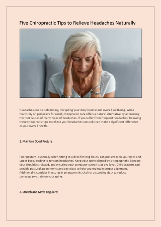 Five Chiropractic Tips to Relieve Headaches Naturally