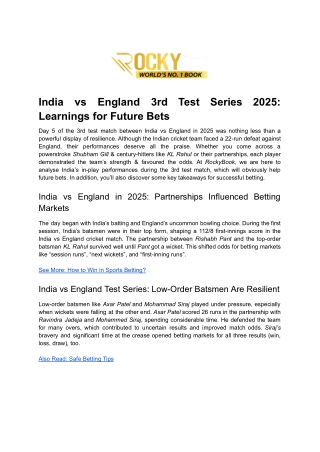 India vs England 3rd Test Series 2025_ Learnings for Future Bets