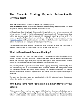 The Ceramic Coating Experts Schnecksville Drivers Trust