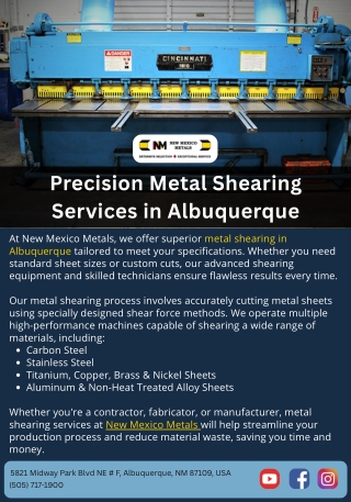 Precision Metal Shearing Services in Albuquerque